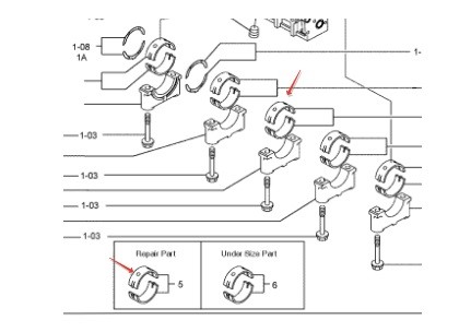 Вкладыши шатунные STD для двигателя Yanmar 4TNV98
