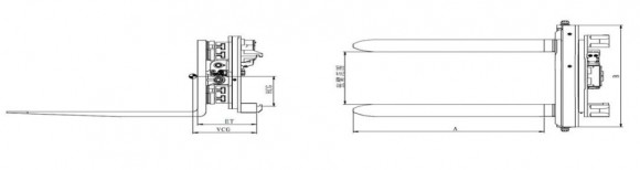Поворотный позиционер вил  - 1 пар вил  CJX23D-C001 для вилочного погрузчика Поворотный позиционер вил  - 1 пар вил  CJX23D-C001 для вилочного погрузчика