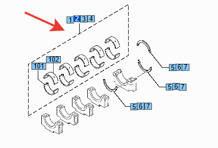 Комплект коренных вкладышей 0,25  для двигателя S4S  32A0900020 Комплект коренных вкладышей 0,25  для двигателя S4S  32A0900020