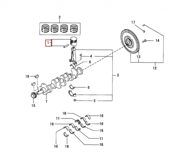 Поршень с пальцем 0,5 для двигателя K15 Поршень с пальцем 0,5 для двигателя K15