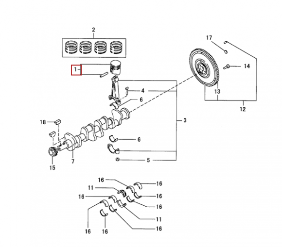 Поршень с пальцем 1,0 для двигателя K15 Поршень с пальцем 1,0 для двигателя K15