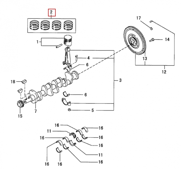 Комплект поршневых колец STD для двигателя K15