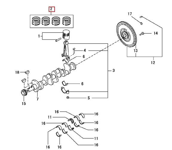 Комплект поршневых колец 0,5 для двигателя K15