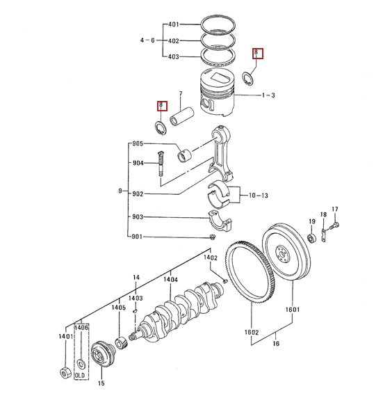 Стопорное кольцо поршня для двигателей S4S и S6S