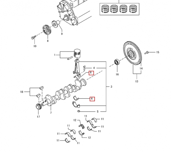 Вкладыш шатунный 0,08 (1шт - 1 половинка) для двигателей K15,K21,K25 Вкладыш шатунный 0,08 (1шт - 1 половинка) для двигателей K15,K21,K25
