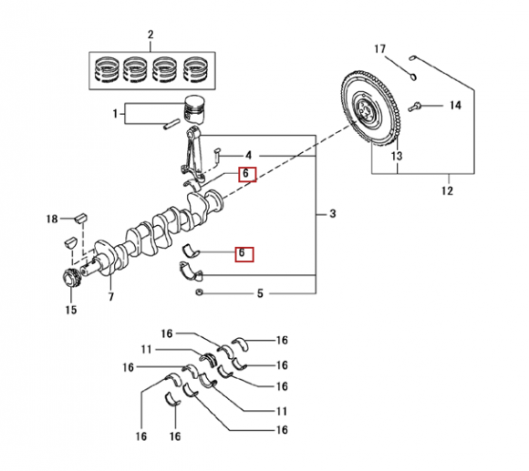 Вкладыш шатунный 0,12 (1шт - 1 половинка) для двигателей K15,K21,K25 Вкладыш шатунный 0,12 (1шт - 1 половинка) для двигателей K15,K21,K25