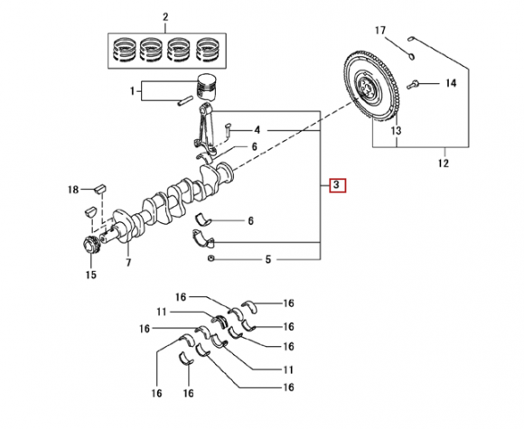 Шатун для двигателей K15,K21,K25