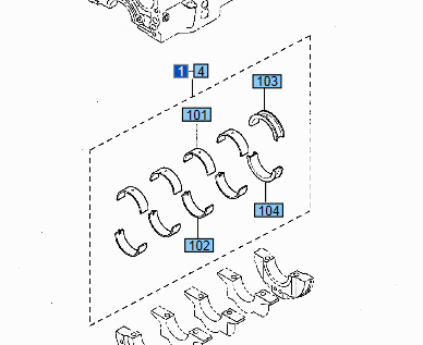 Комплект коренных вкладышей STD для двигателя S4Q2