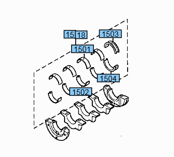 Комплект коренных вкладышей 0,25 для двигателя S4Q2 Комплект коренных вкладышей 0,25 для двигателя S4Q2