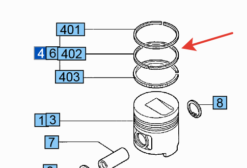 Комплект поршневых колец 0,25 для двигателя S4Q2