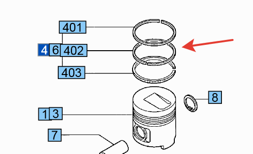 Комплект поршневых колец 0,5 для двигателя S4Q2 Комплект поршневых колец 0,5 для двигателя S4Q2