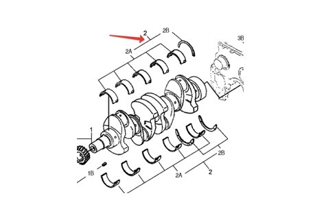 Комплект коренных вкладышей с упорными полукольцами STD для двигателя Cummins B3.3 Комплект коренных вкладышей с упорными полукольцами STD для двигателя Cummins B3.3