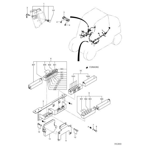 Схема узла Mitsubishi для артикула 91A0502011