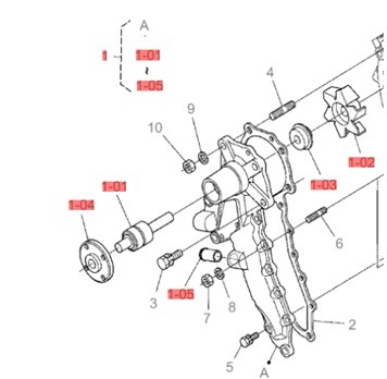 Насос водяной для двигателя Kubota V2403