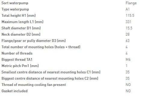 Насос водяной для двигателя Kubota V2403