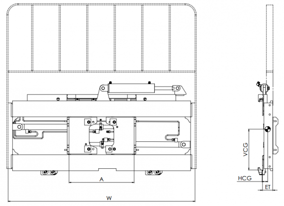 Позиционер вил - Серия K TJC45K-C001-1900 для вилочного погрузчика