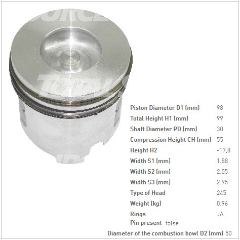 Поршень с кольцами STD для двигателя Yanmar 4TNV98